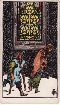 星币5 5 of Pentacles 塔罗牌
