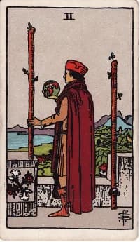 权杖2 2 of Wands 塔罗牌
