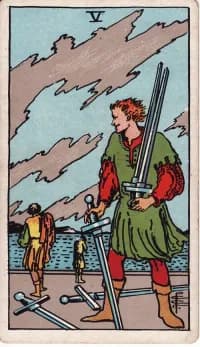 宝剑5 5 of Swords 塔罗牌