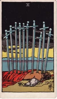 宝剑10 10 of Swords 塔罗牌