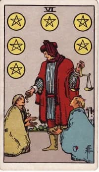 星币6 6 of Pentacles 塔罗牌