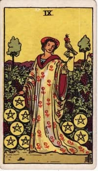 星币9 9 of Pentacles 塔罗牌